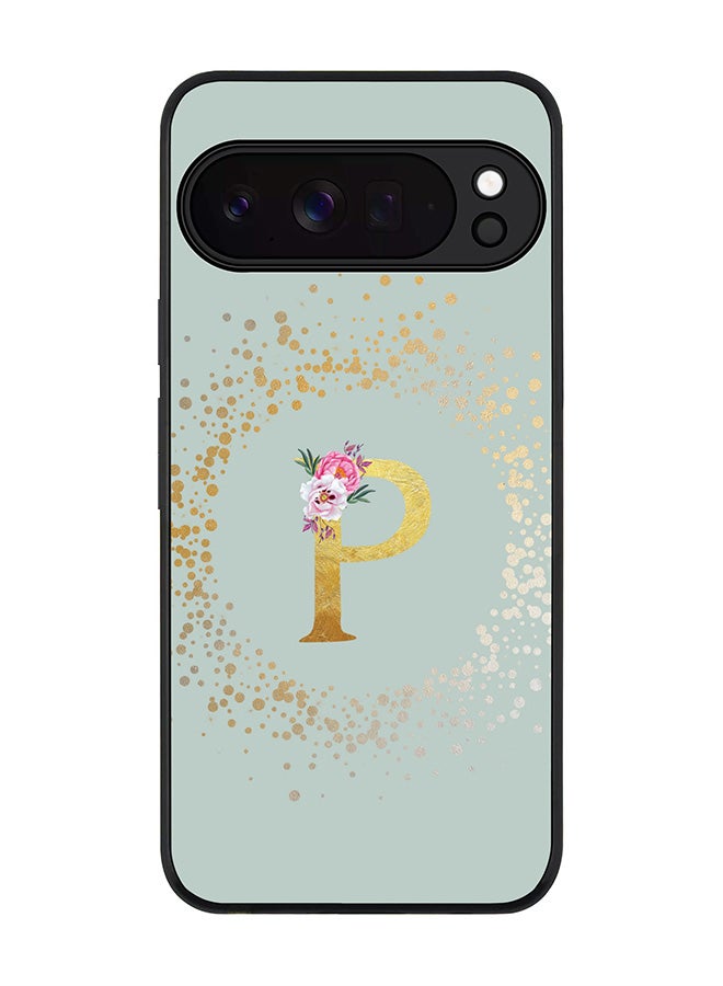 For Google Pixel 10 Pro XL Case,Slim fit Camera Protection, Shockproof Thin Phone cover  - Custom Monogram Floral - P  (Light Grey )